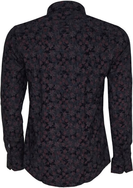 Çiçek Desenli Lacivert Slim Fit Gömlek fırsatları