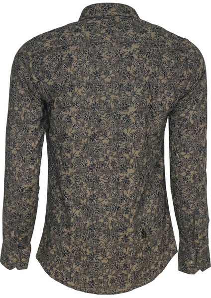 Çiçek Desenli Bej Slim Fit Gömlek fırsatları