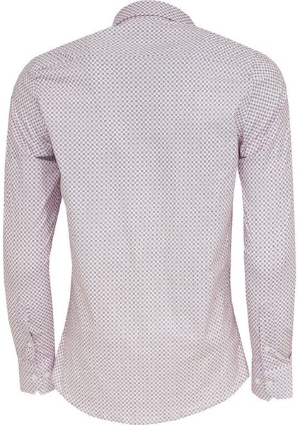 Açık Bordo Mini Kare Desenli Slim Fit Gömlek fırsatları