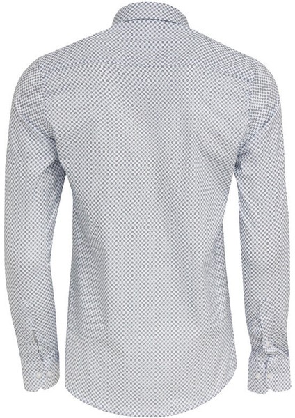 Beyaz Mini Kare Desenli Slim Fit Gömlek indirimleri