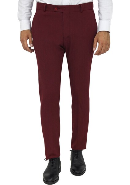 Bordo Slim Fit Pantolon