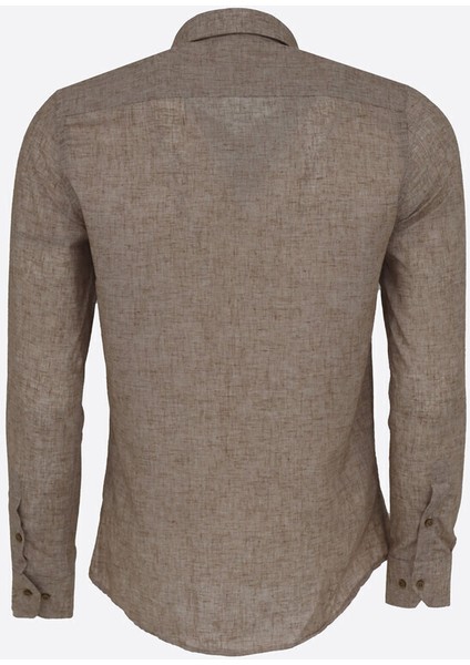 Slim Fit Kahverengi Desenli Gömlek indirimleri