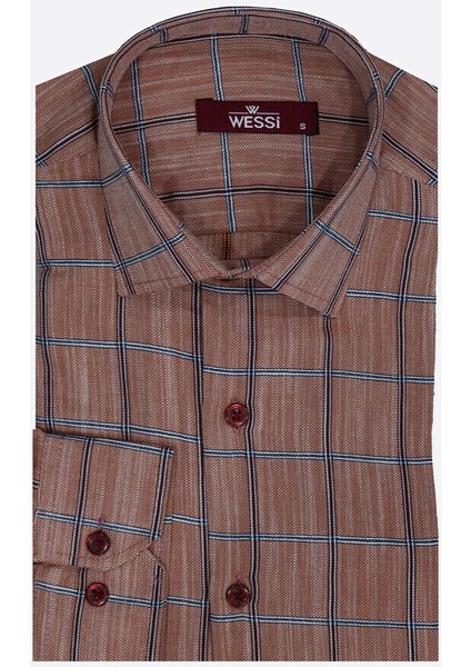 Kahverengi Kareli Slim-Fit Gömlek modelleri