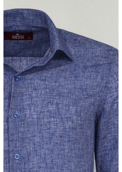 Slim Fit Lacivert Desenli Gömlek modelleri