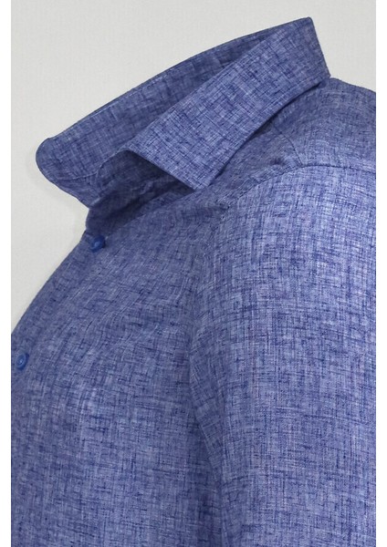 Slim Fit Lacivert Desenli Gömlek fırsatları