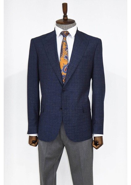 Lacivert Desenli Slim Fit Ceket fırsatları