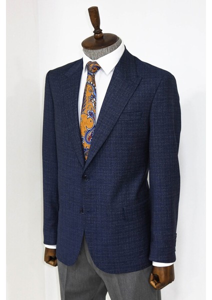 Lacivert Desenli Slim Fit Ceket indirimleri