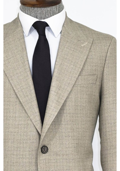 Krem Desenli Slim Fit Ceket fiyatları