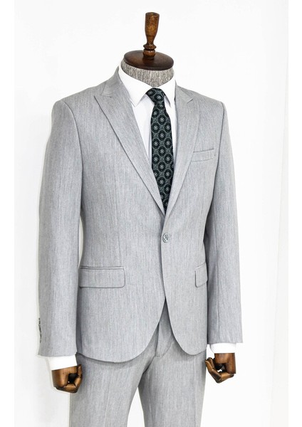 Gri Iki Parça Slim Fit Takım Elbise modelleri