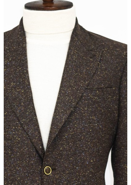 Kahverengi Kazayağı Desenli Yün Ceket fiyatları