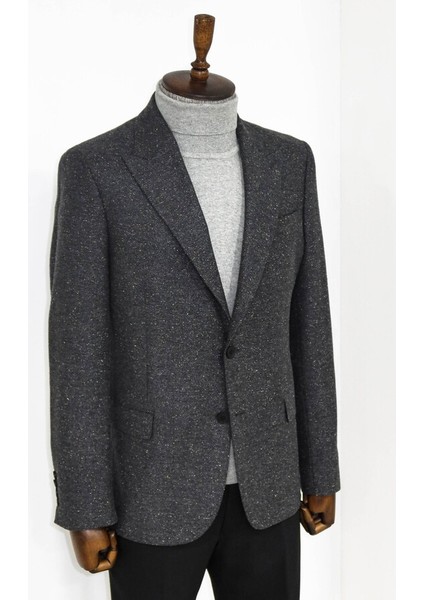 Füme Kazayağı Desenli Yün Ceket modelleri