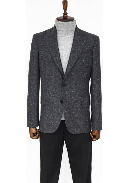 Füme Kazayağı Desenli Yün Ceket fırsatları