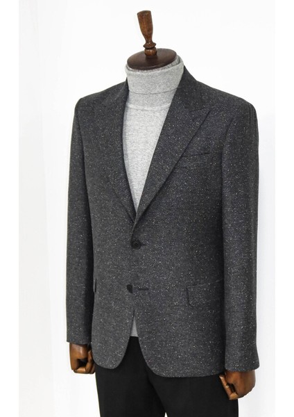 Füme Kazayağı Desenli Yün Ceket indirimleri