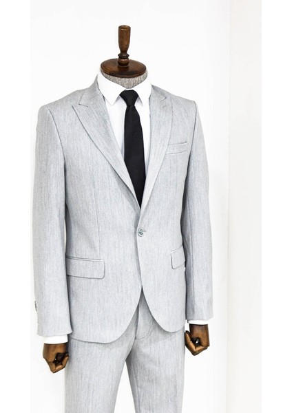Açık Gri Iki Parça Slim Fit Takım Elbise modelleri
