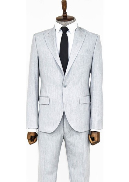 Açık Gri Iki Parça Slim Fit Takım Elbise fırsatları