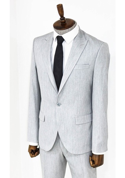 Açık Gri Iki Parça Slim Fit Takım Elbise indirimleri