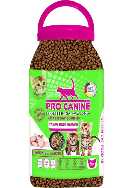 Pro Canine Professional Tavuk ve Sebzeli Kitten Kedi Maması 5 Lt