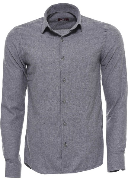Gri Desensiz Slimfit Oduncu Gömlek