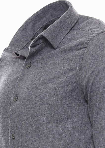 Gri Desensiz Slimfit Oduncu Gömlek modelleri