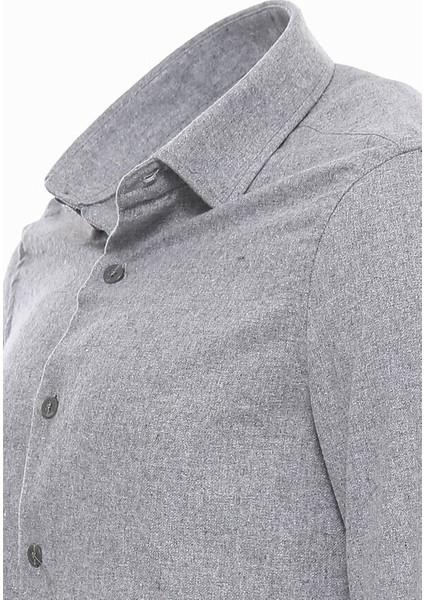 Açık Gri Desensiz Slimfit Oduncu Gömlek fiyatları