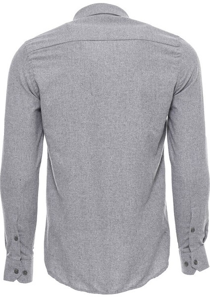 Açık Gri Desensiz Slimfit Oduncu Gömlek modelleri