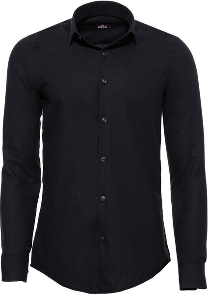 Siyah Desensiz Slimfit Oduncu Gömlek