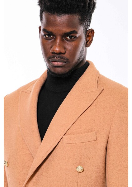 Krem Metal Düğmeli Kruvaze Kaban fiyatları