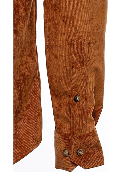 Kadife Uzun Kollu Kahveengi Gömlek modelleri