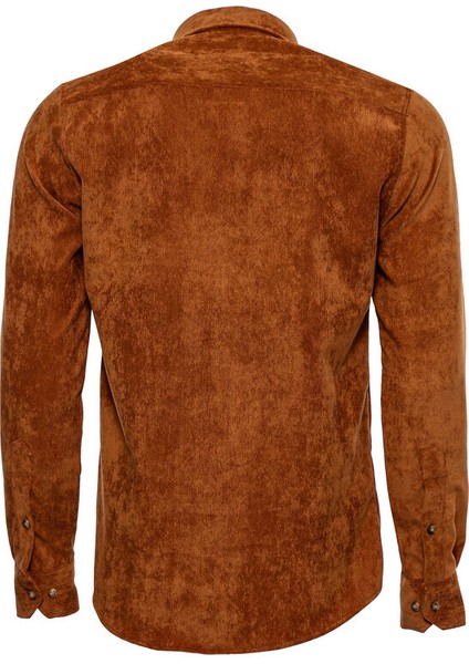 Kadife Uzun Kollu Kahveengi Gömlek fırsatları