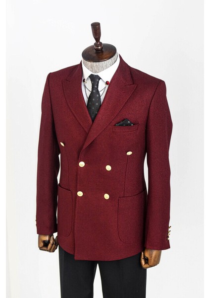Kruvaze Bordo Slim Fit Tek Ceket fırsatları