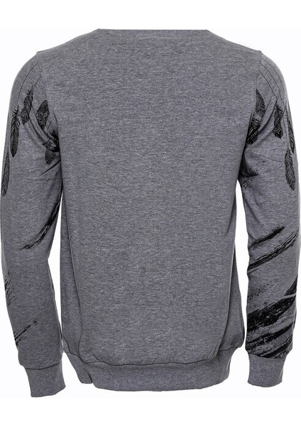 Gri Taşlı Baskılı Desenli Sweatshirt modelleri