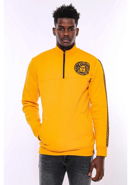 Sarı Fermuarlı Baskılı Sweatshirt indirimleri