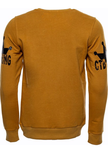 Hardal Taşlı Baskılı Bsiklet Yaka Sweatshirt modelleri