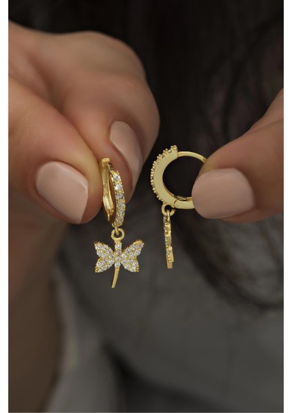 925 Ayar Gümüş Sallantılı Gold Yusufcuk Küpe
