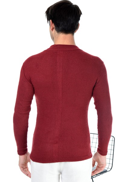Erkek Bordo Yarım Balıkçı Yaka Slim Fit Kazak fırsatları