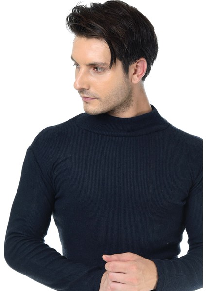 Erkek Lacivert Yarım Balıkçı Yaka Slim Fit Kazak fiyatları