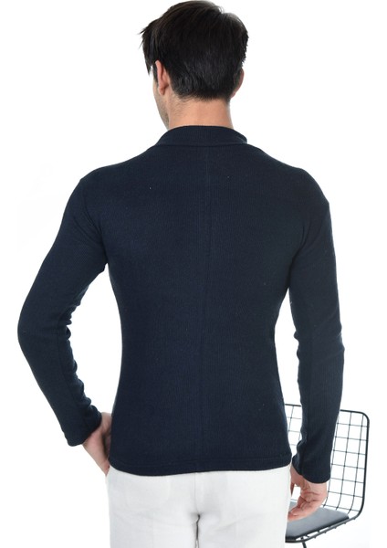 Erkek Lacivert Yarım Balıkçı Yaka Slim Fit Kazak fırsatları