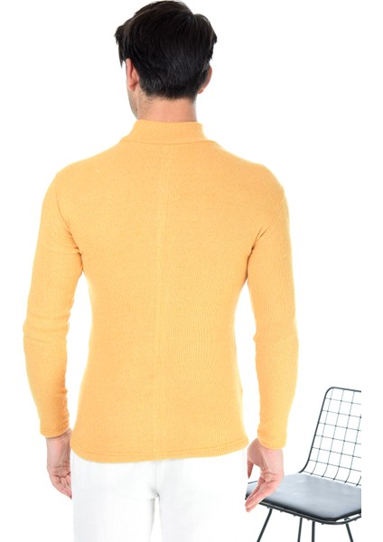 Erkek Sarı Yarım Balıkçı Yaka Slim Fit Kazak fırsatları