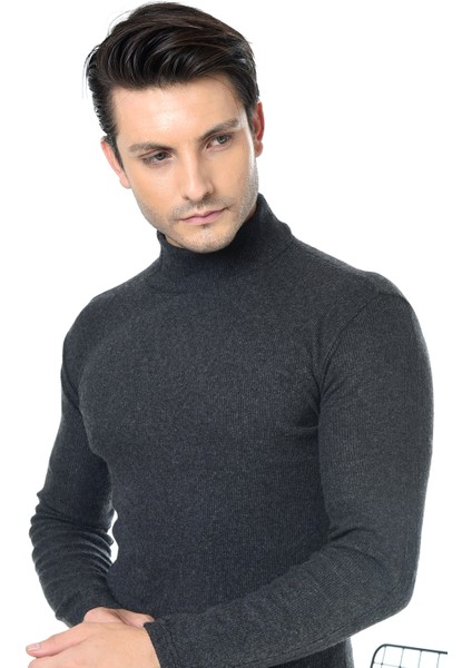 Erkek Füme Yarım Balıkçı Yaka Slim Fit Kazak fiyatları