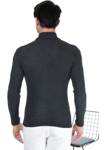 Erkek Füme Yarım Balıkçı Yaka Slim Fit Kazak fırsatları