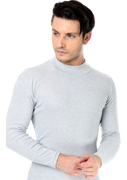 Erkek Gri Yarım Balıkçı Yaka Slim Fit Kazak fiyatları