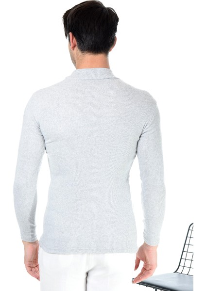 Erkek Gri Yarım Balıkçı Yaka Slim Fit Kazak fırsatları