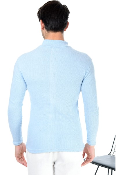 Erkek Bebe Mavisi Yarım Balıkçı Yaka Slim Fit Kazak fırsatları