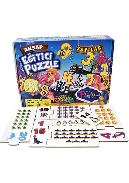 +3 Yaş Sayılar Ahşap Puzzle 48 Parça ()