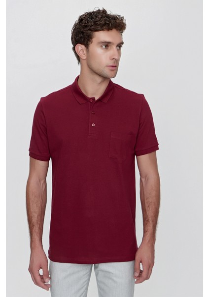Erkek Bordo Basic Düz Pamuk Battal Geniş Kesim Kısa Kollu Polo Yaka Tişört modelleri