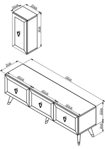 Cantek Dizayn Lazer Desenli Bare Tv Ünitesi 150 cm