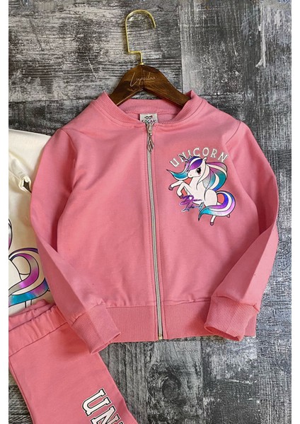 Kız Çocuk Unicorn Baskılı 3lü Pembe Taytlı Takım fiyatları