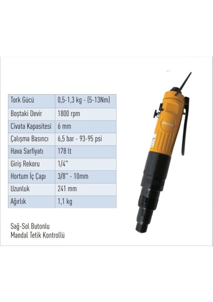 6mm Dıştan Tork Ayarlı Tornavida UNAT4053