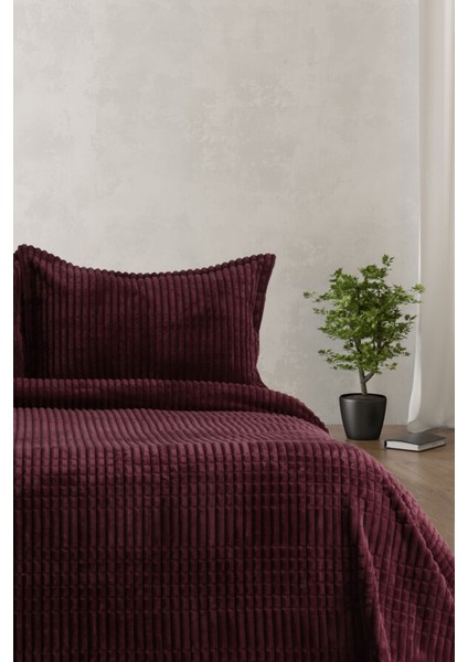 Merinos Modern Line 3 Parça Battaniye Seti - Mor