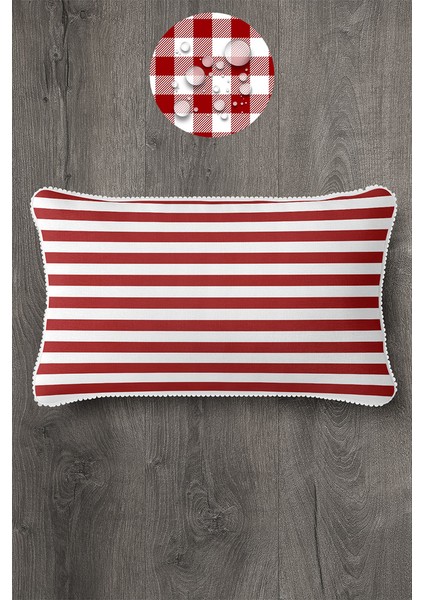 Kırlent Dijital Baskılı Sututmaz Keten Görünümlü Çizgili Dokuma Kırlent